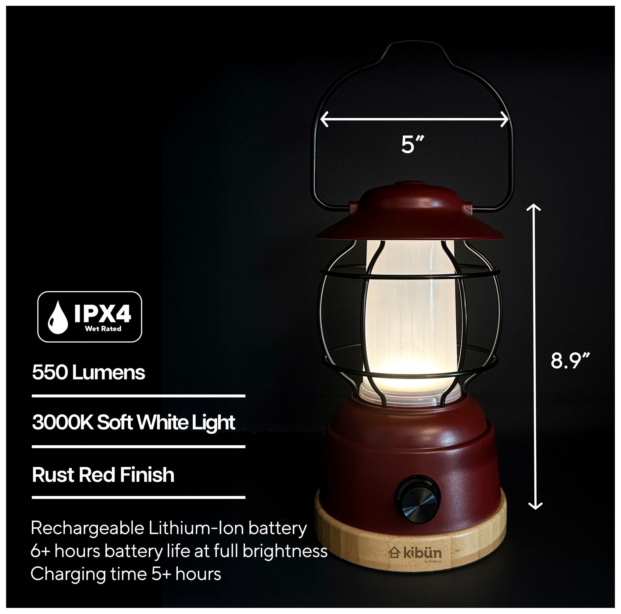 Image 6 Kibun Cordless Table Lamp Smores Rust Red more views