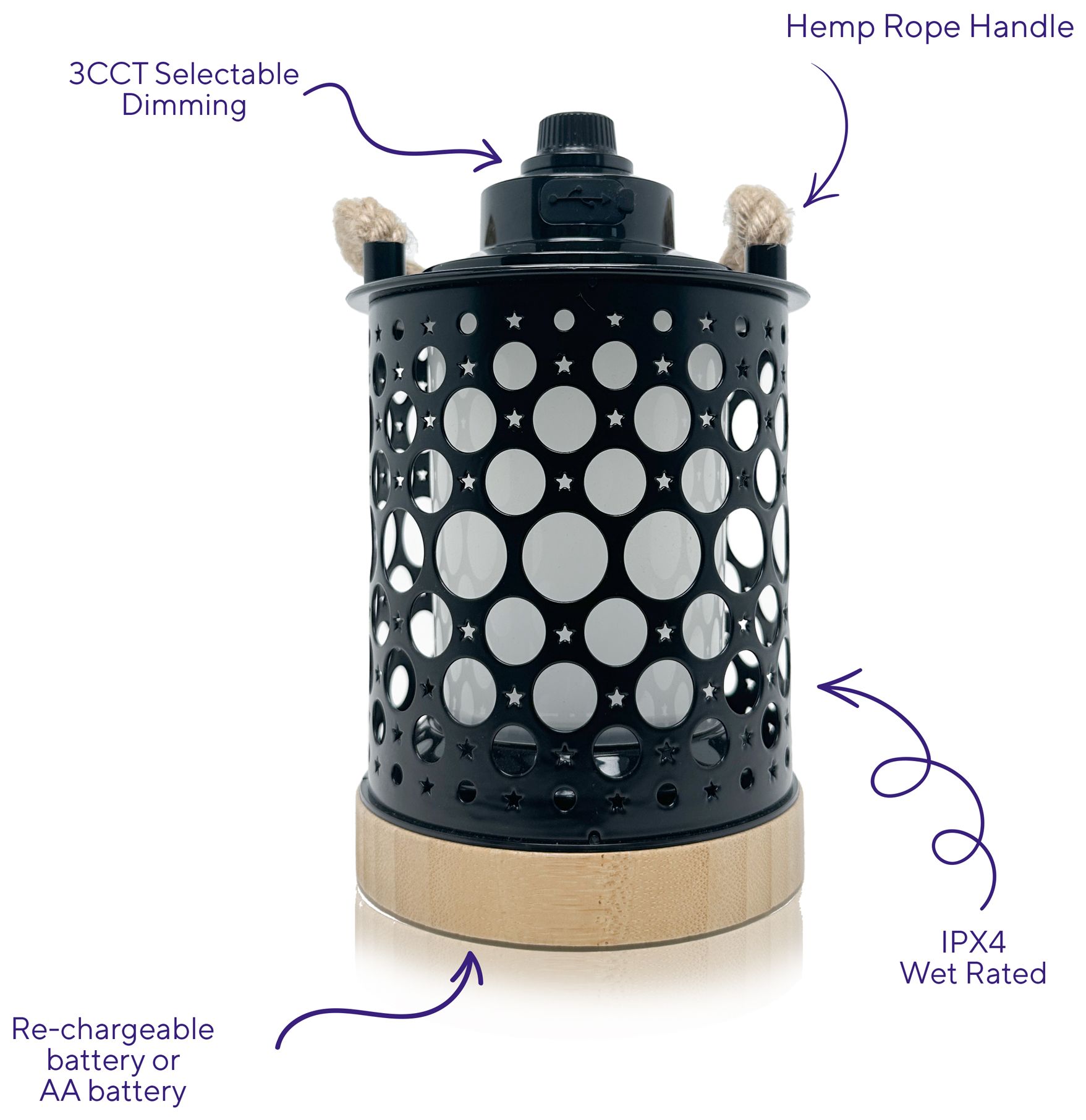 Image 4 Kibun Cordless Table Lamp Stargaze Black more views