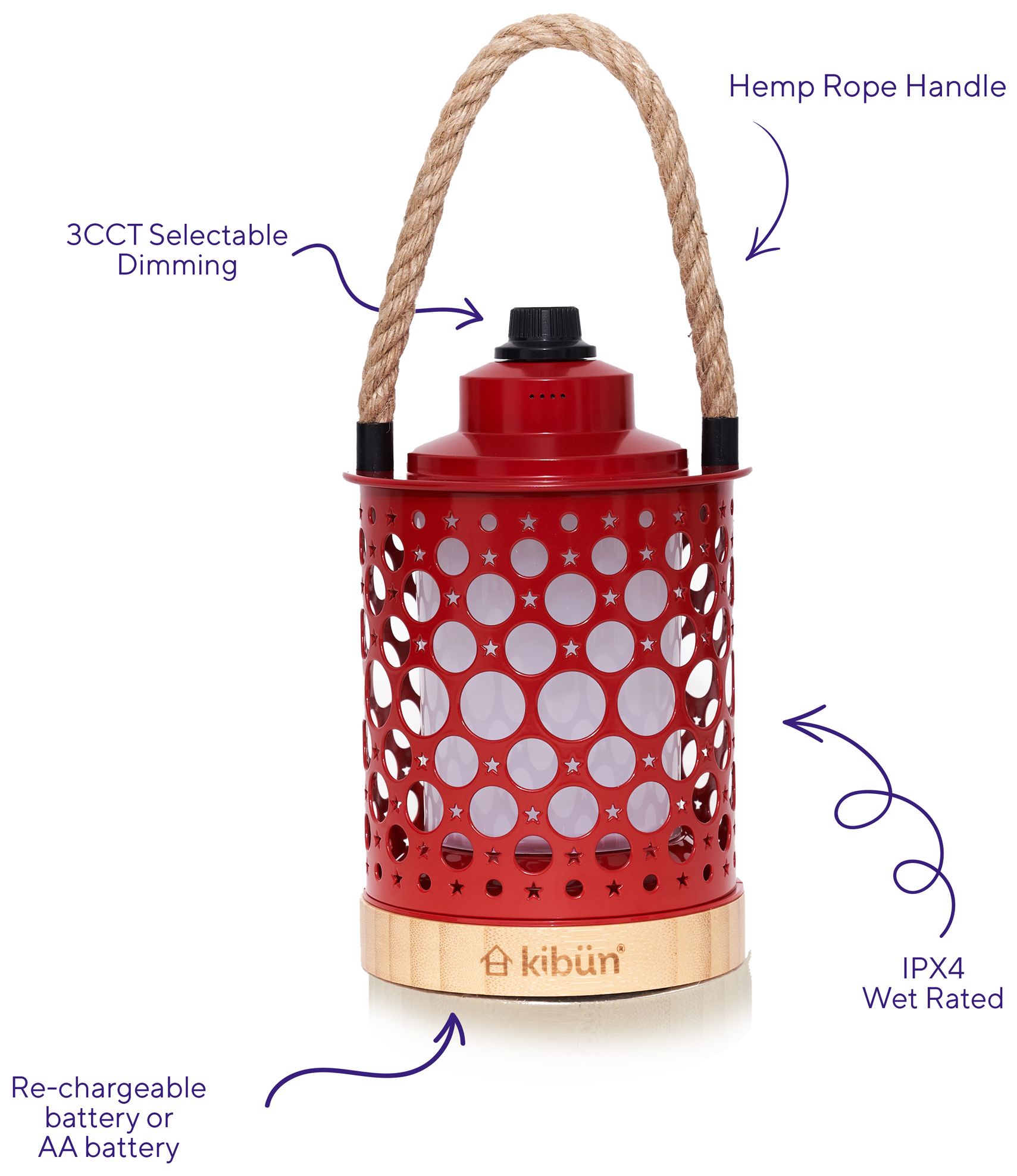 Image 4 Kibun Cordless Table Lamp Stargaze Red more views