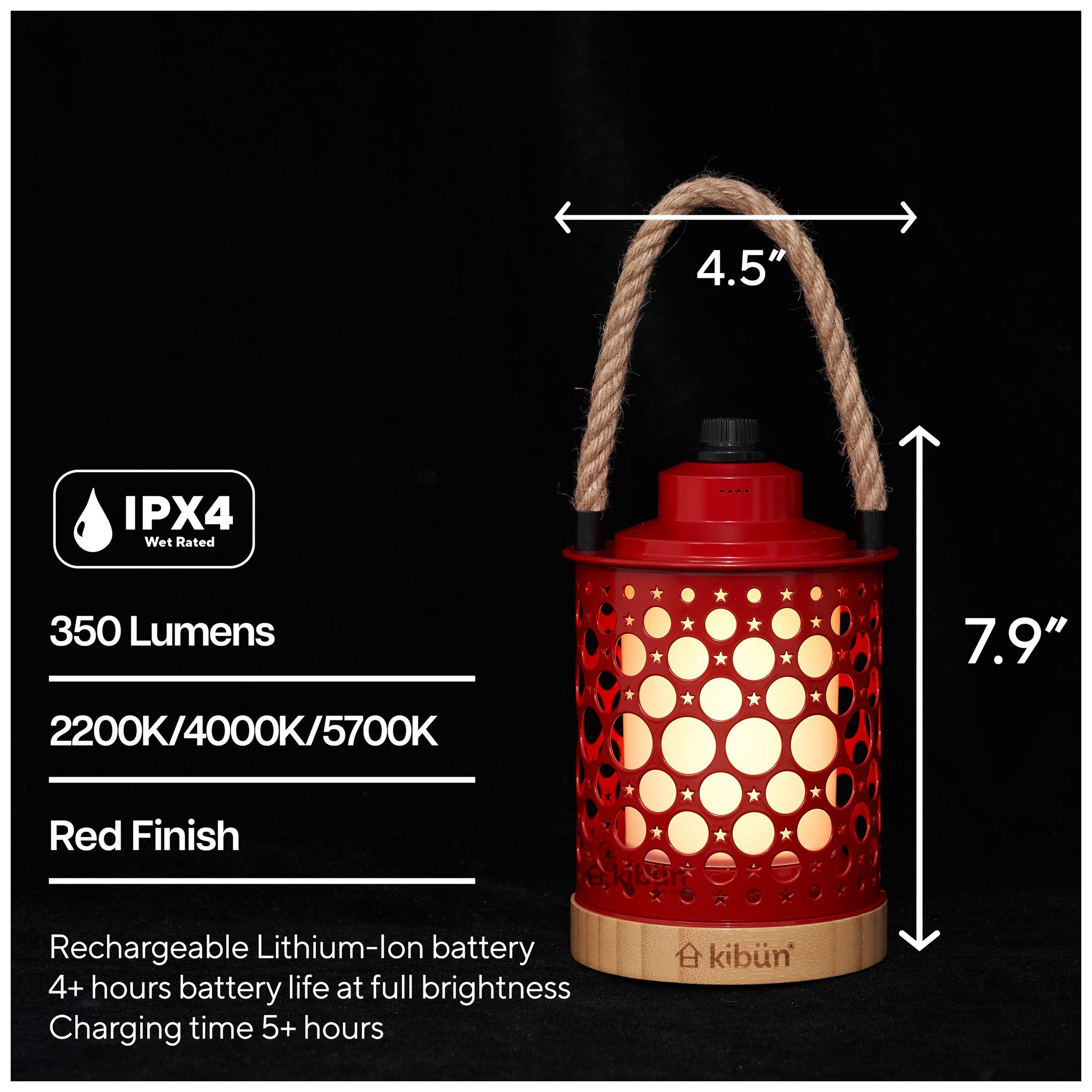 Image 6 Kibun Cordless Table Lamp Stargaze Red more views