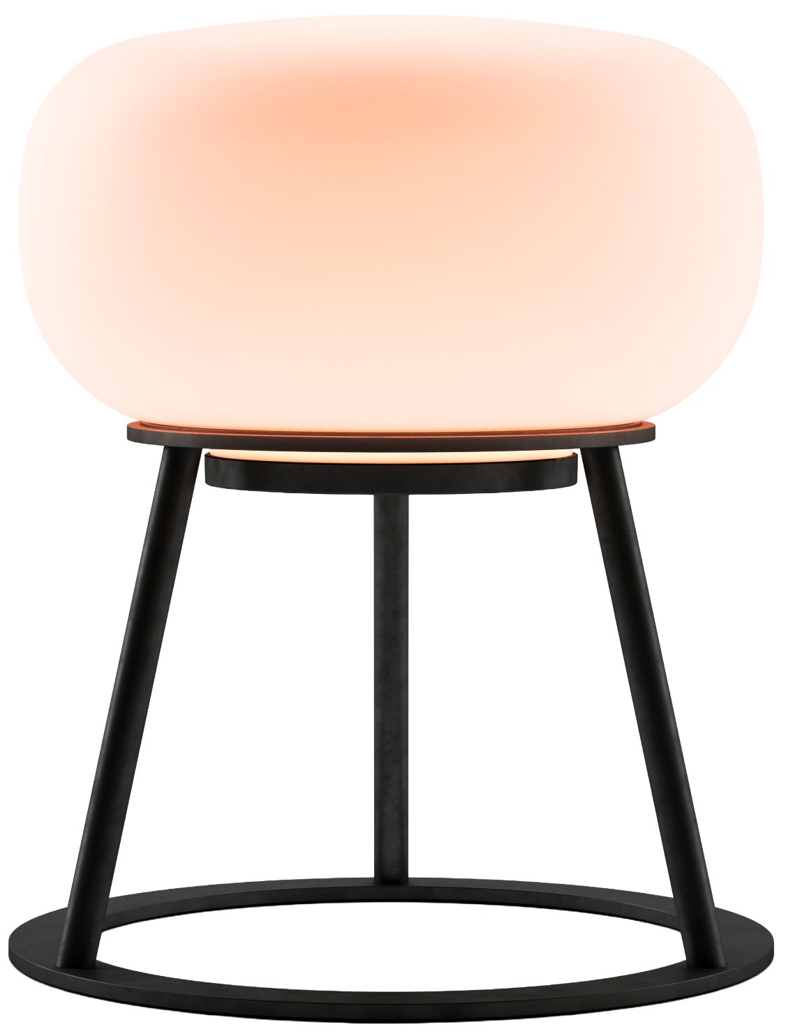 Kibun Cordless Table Lamp Tripod Black Oval Glass