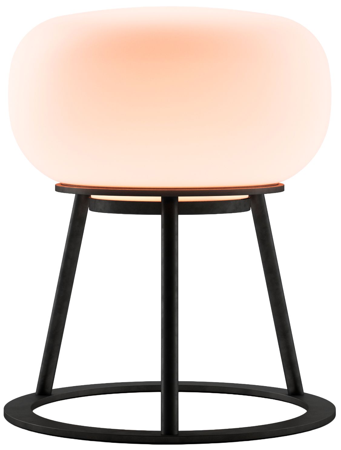 Kibun Cordless Table Lamp Tripod Black Oval Glass