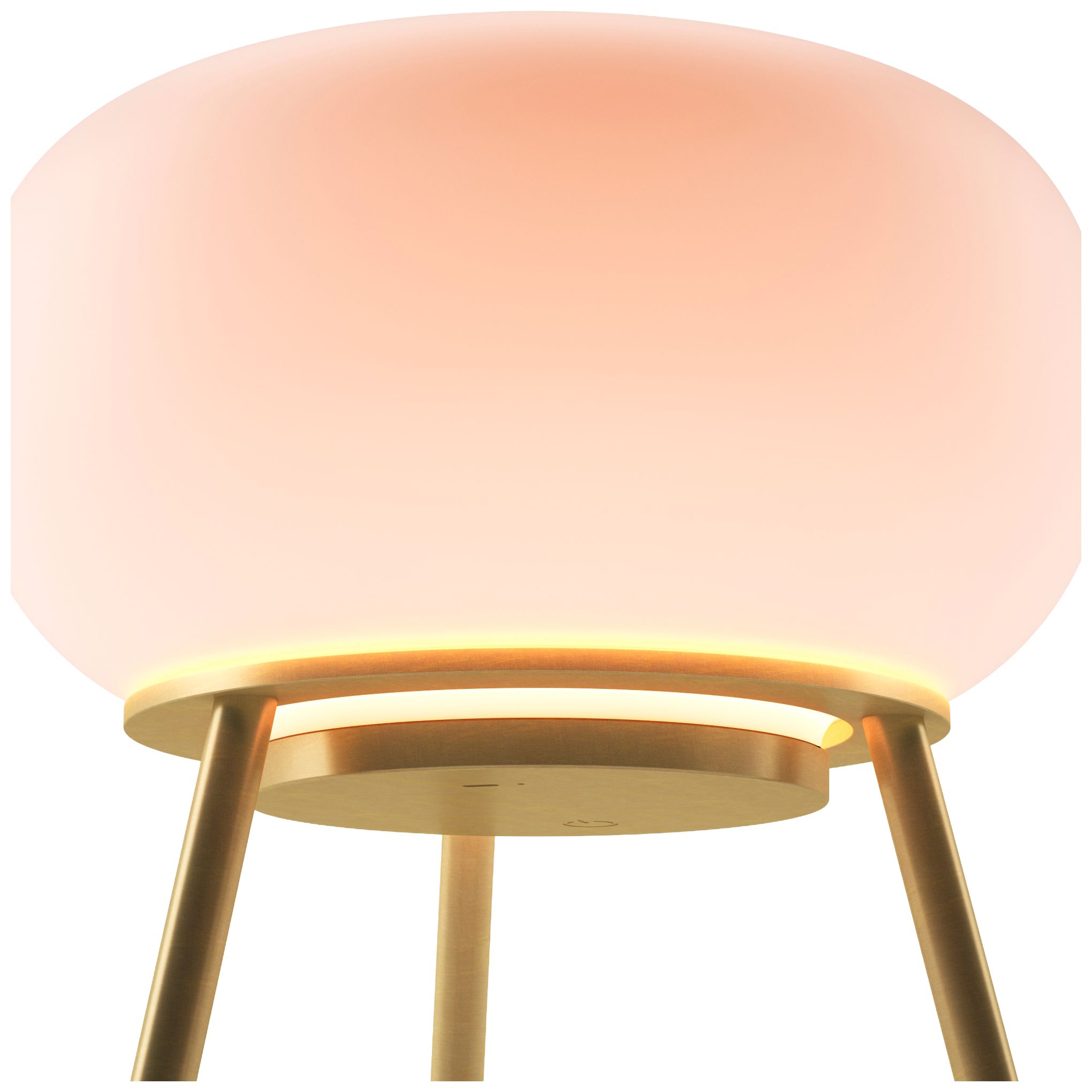 Image 4 Kibun Cordless Table Lamp Tripod Brushed Brass Oval Glass more views