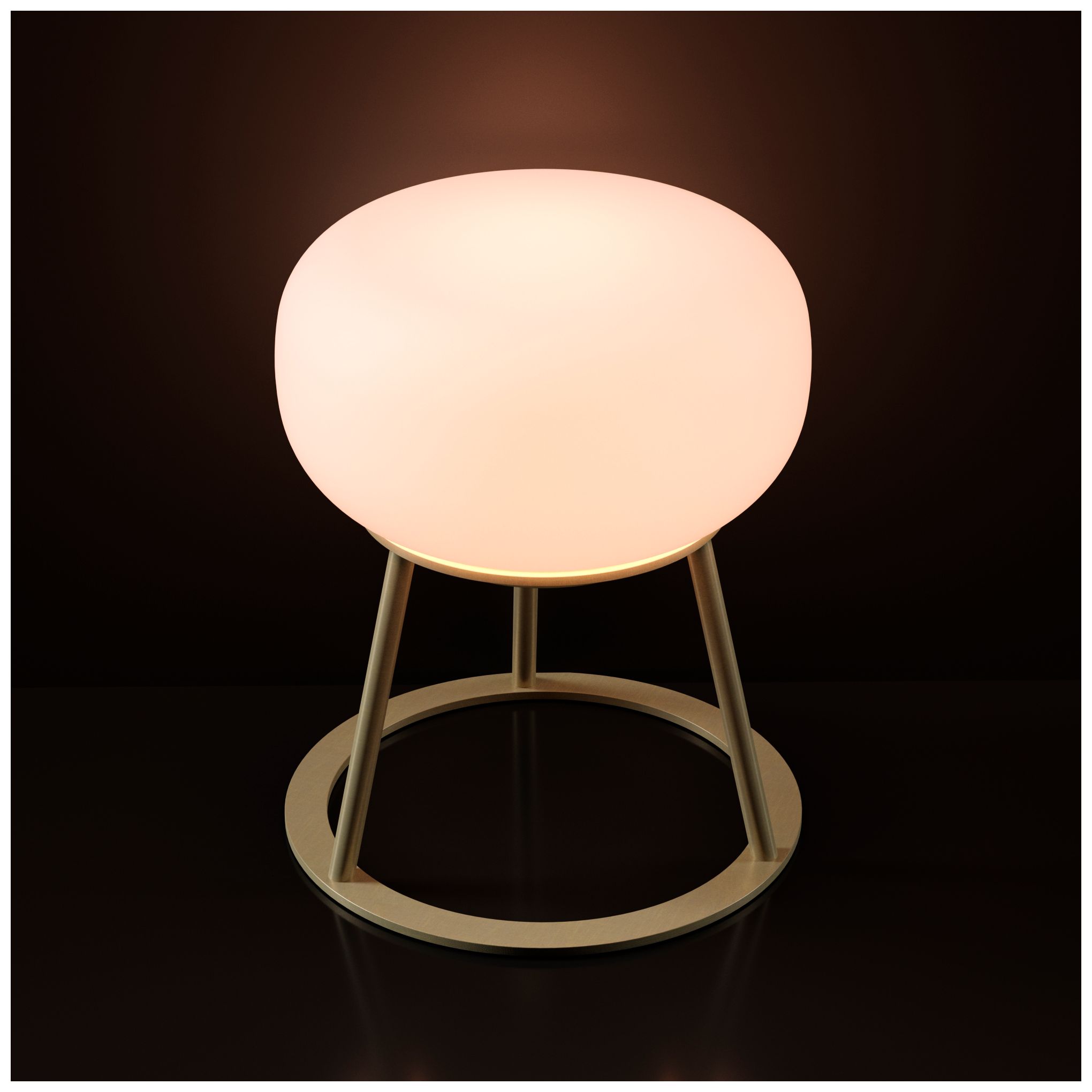 Image 6 Kibun Cordless Table Lamp Tripod Brushed Brass Oval Glass more views