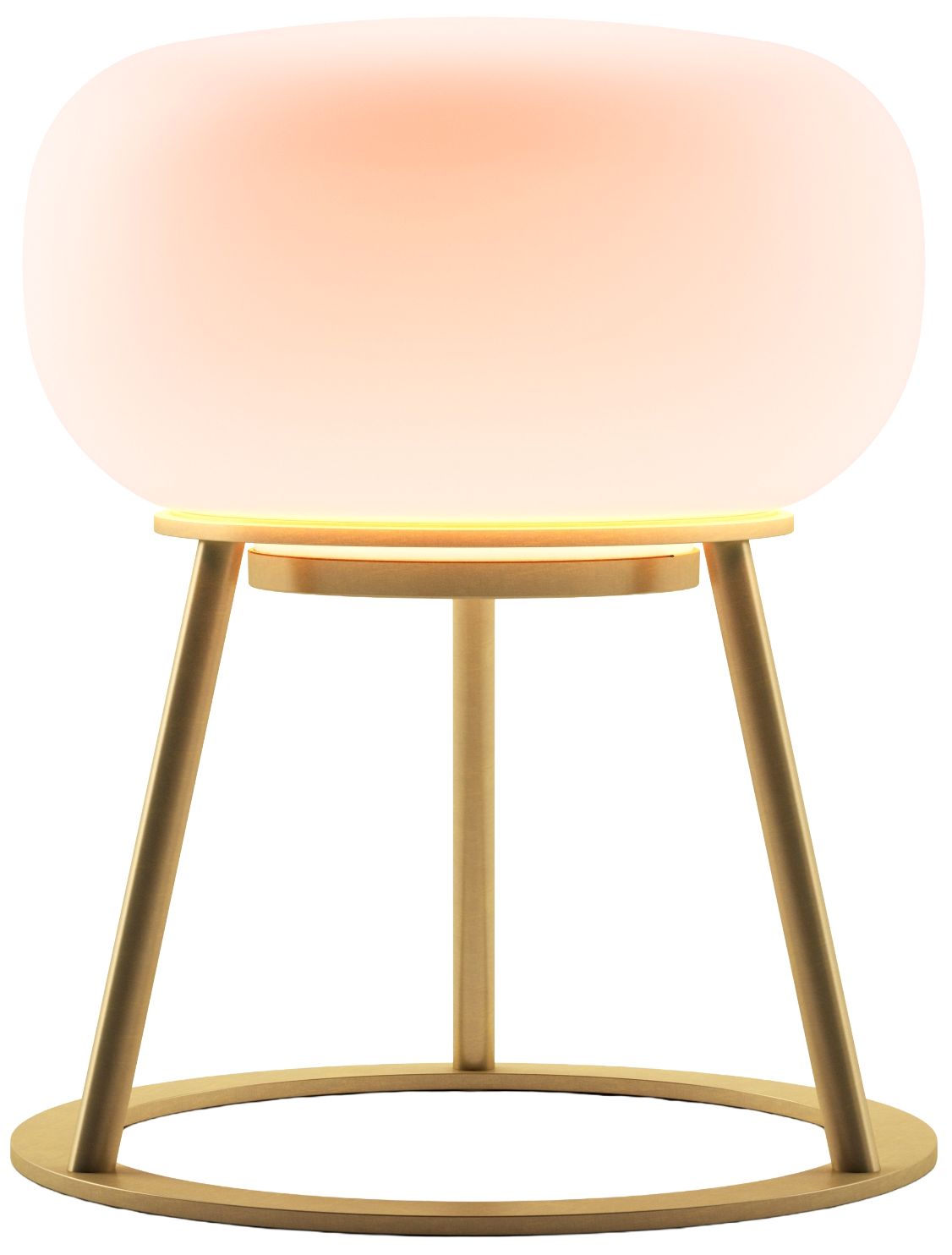 Kibun Cordless Table Lamp Tripod Brushed Brass Oval Glass