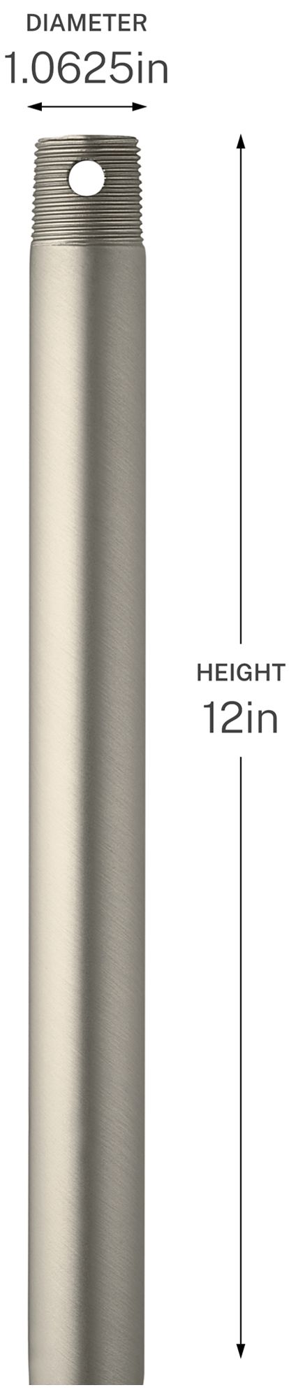 Image 2 Kichler 12" Single Threaded Ceiling Fan Downrod in Brushed Nickel more views