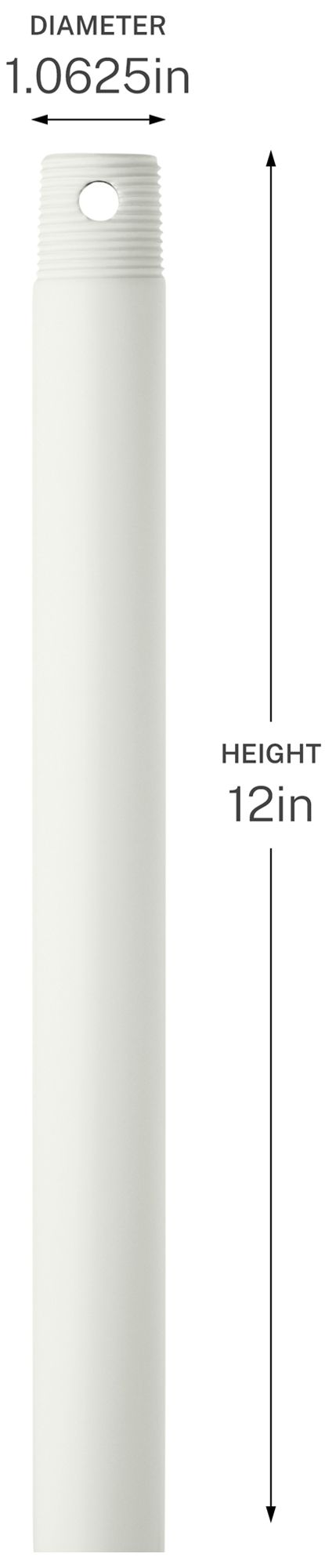 Image 2 Kichler 12" Single Threaded Ceiling Fan Downrod in Matte White more views