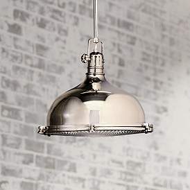 Image1 of Kichler 13 1/2" Wide Nickel with Fresnel Lens Dome Pendant Light