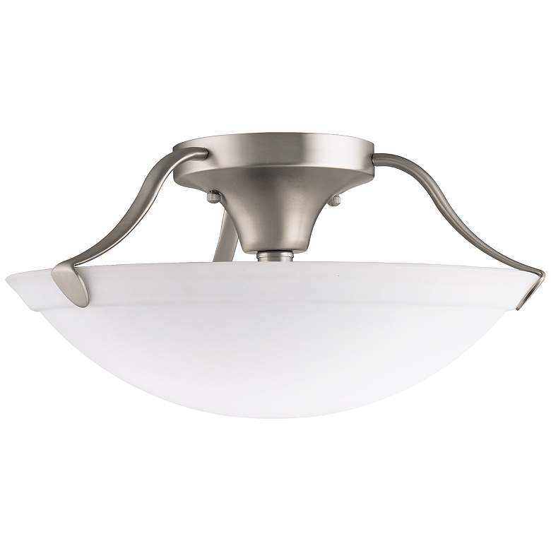 Image 2 Kichler 15" Wide Nickel and White Etched Glass Ceiling Light