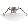 2_Kichler 15" Wide Nickel and White Etched Glass Ceiling Light