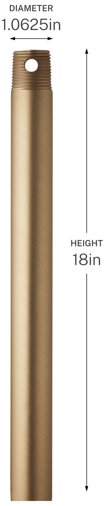 Image 2 Kichler 18" Single Threaded Ceiling Fan Downrod in Champagne Bronze more views