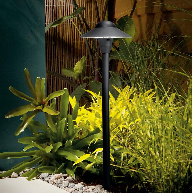 Image 1 Kichler 21"H Dome Textured Black Dome Landscape Path Light