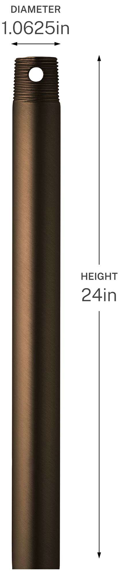 Image 2 Kichler 24" Single Threaded Ceiling Fan Downrod in Heritage Brushed Bronze more views