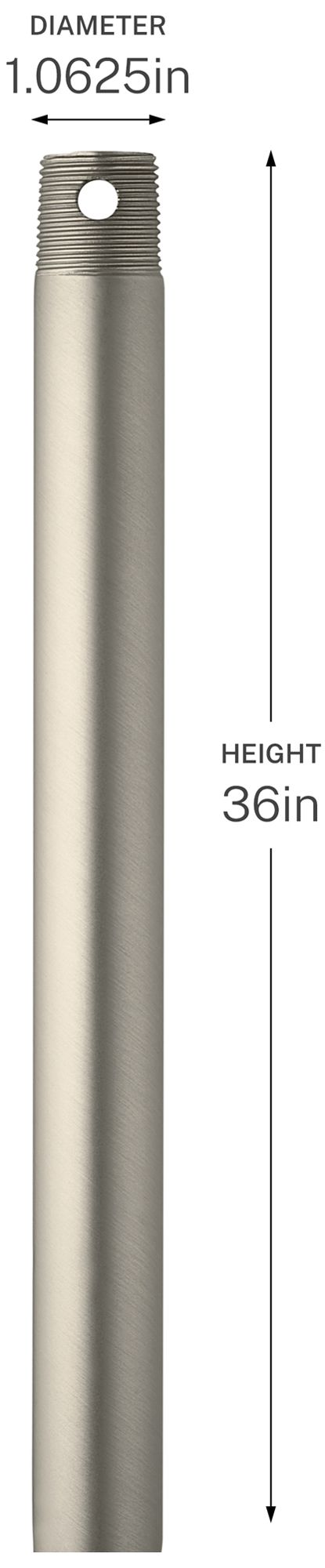 Image 2 Kichler 36" Single Threaded Ceiling Fan Downrod in Brushed Nickel more views