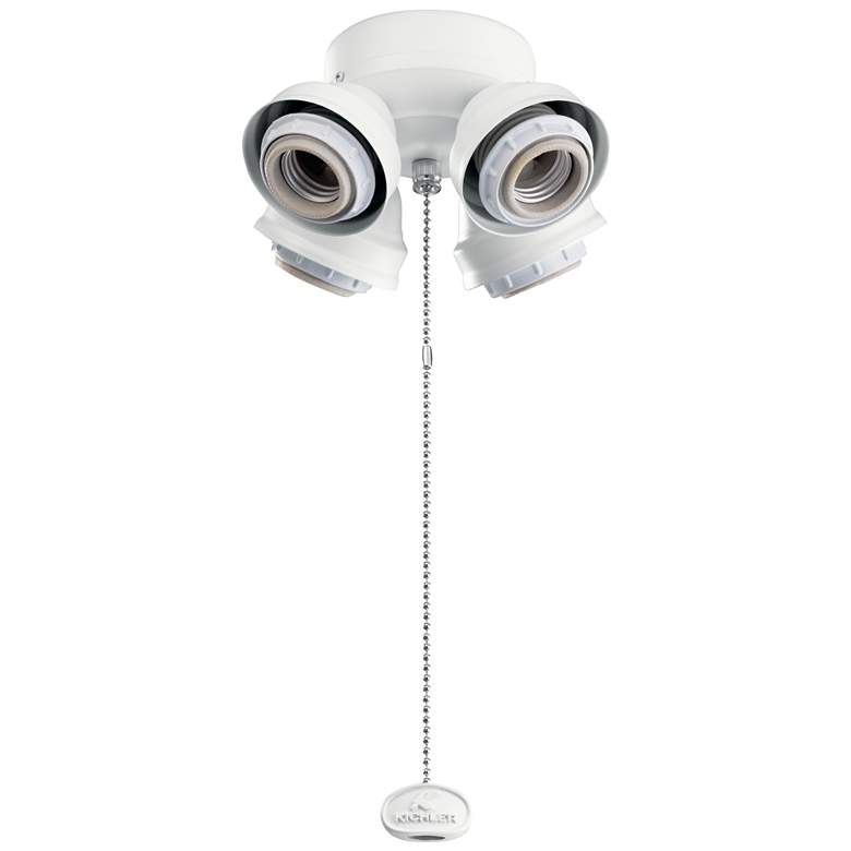 Image 1 Kichler 4-Light Turtle Fitter Matte White Pull Chain Ceiling Fan Light Kit