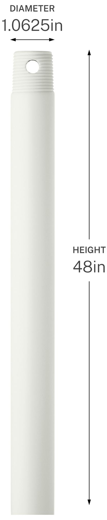 Image 2 Kichler 48" Single Threaded Ceiling Fan Downrod in Matte White more views