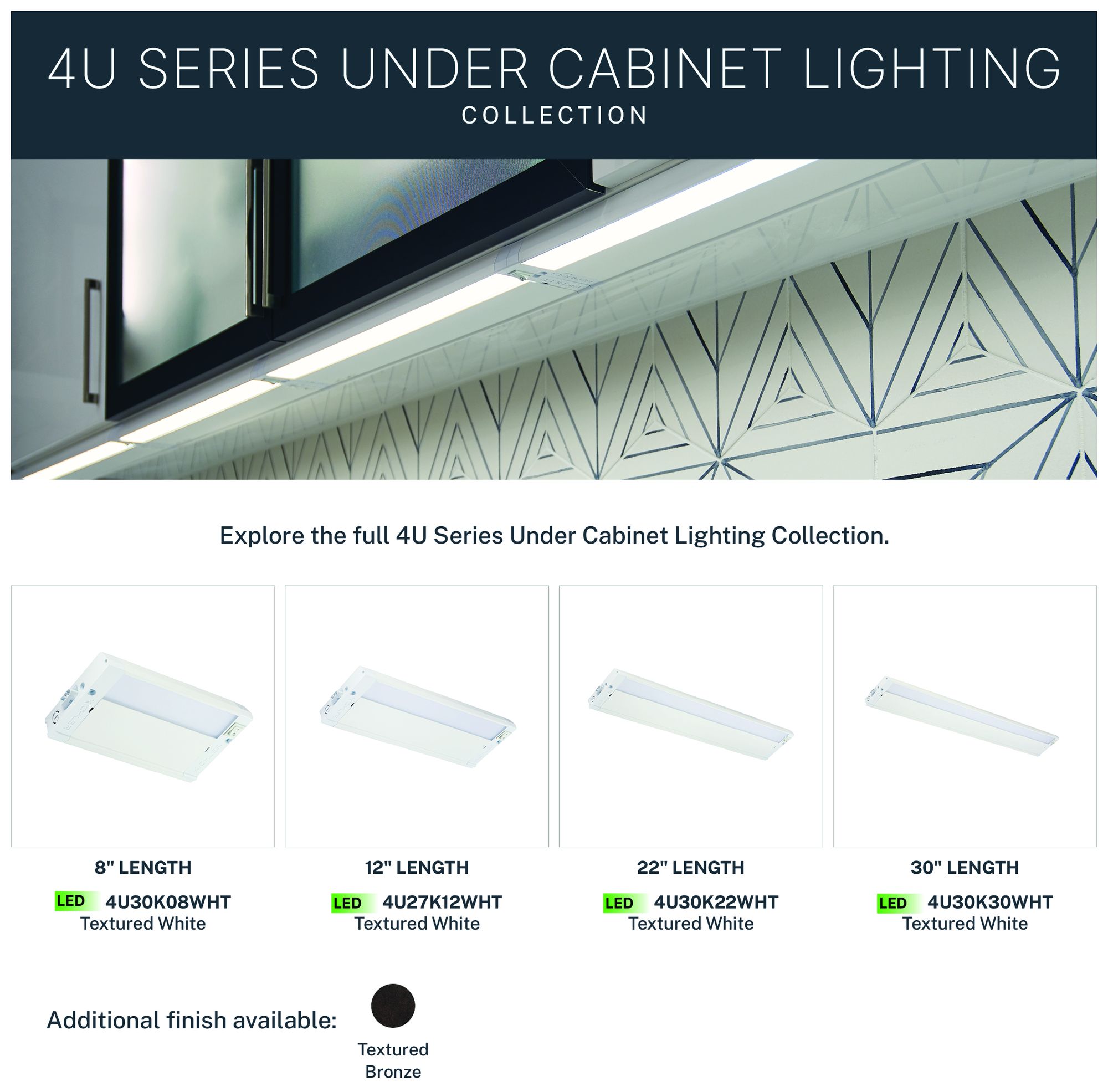 Kichler 4U Textured White 30" Wide LED Under Cabinet Light