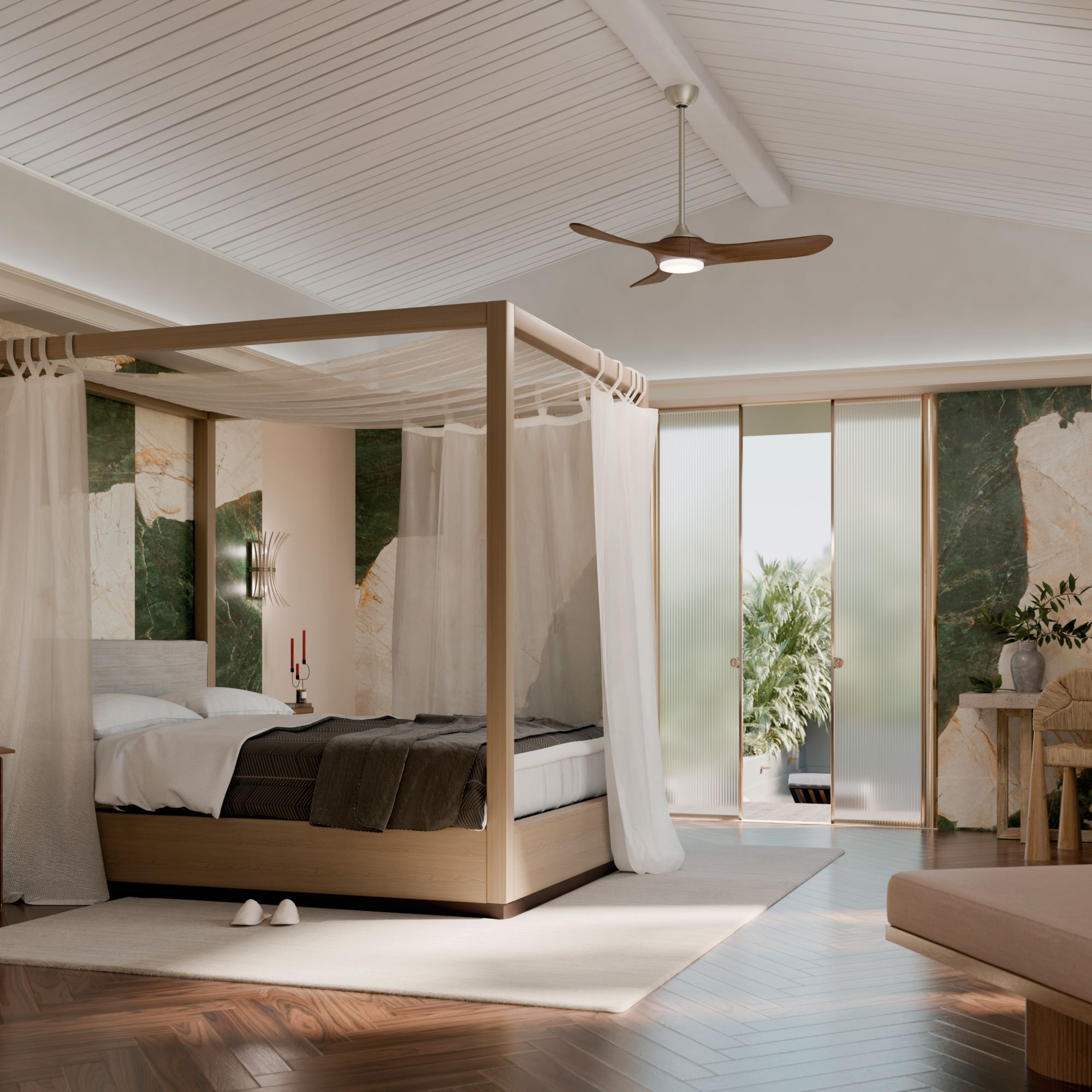 Image 3 Kichler 52 Inch Mylo Ceiling Fan Brushed Nickel with Walnut Wood Blades more views