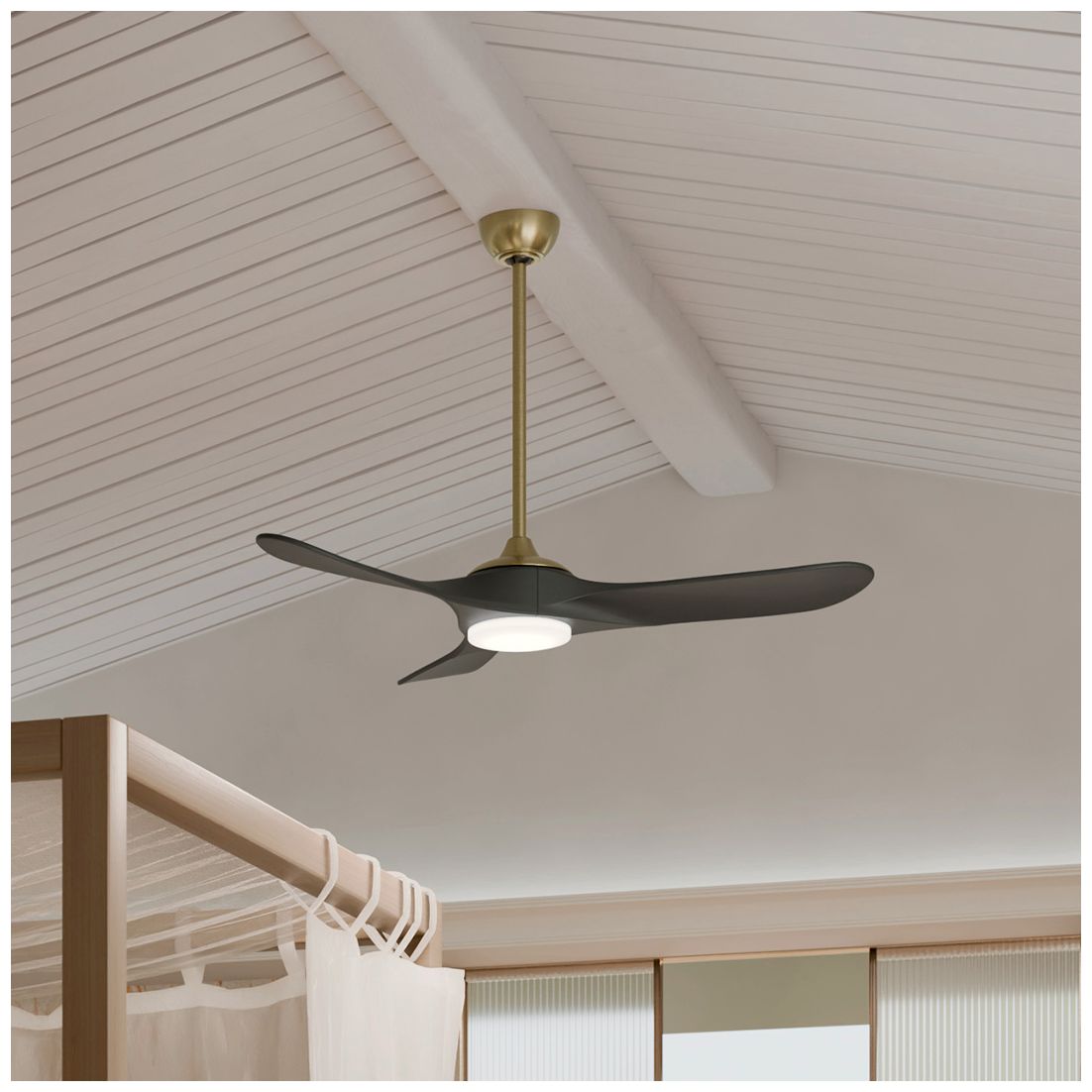 Image 2 Kichler 52 Inch Mylo Ceiling Fan Champagne Bronze Jet Black Wood Blades more views