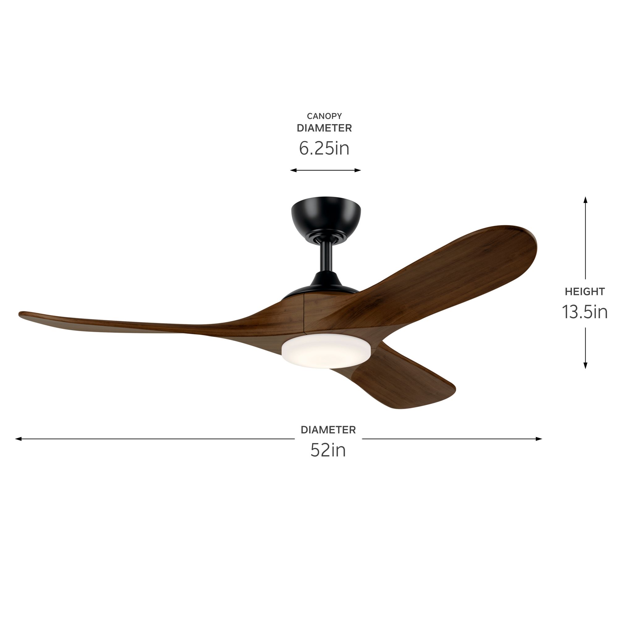 Image 6 Kichler 52 Inch Mylo Ceiling Fan Satin Black with Aged Walnut Wood Blades more views