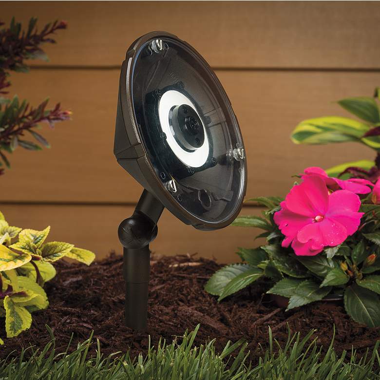 Image 1 Kichler 6"W Hi-Low LED Wall Wash Brass Landscape Light