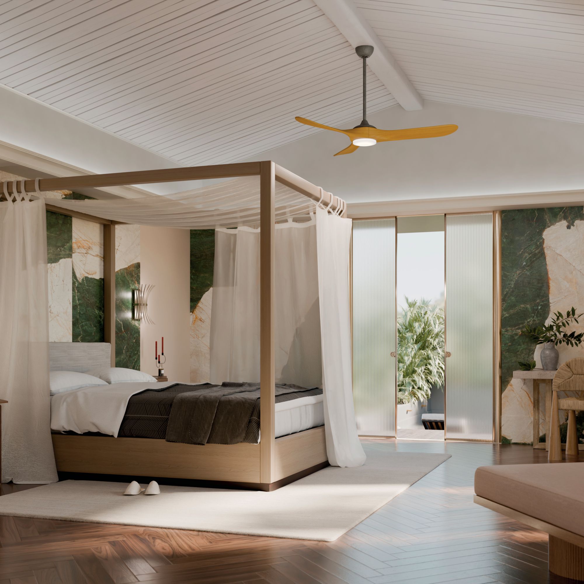 Image 3 Kichler 60 Inch Mylo Ceiling Fan Anvil Iron with Honey Maple Wood Blades more views