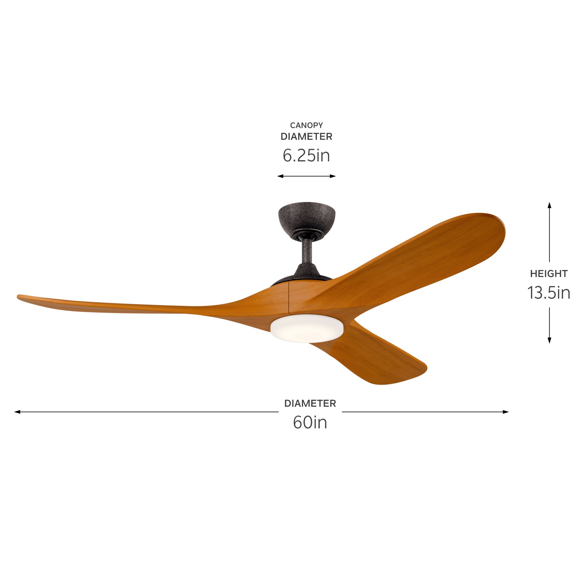 Image 7 Kichler 60 Inch Mylo Ceiling Fan Anvil Iron with Honey Maple Wood Blades more views
