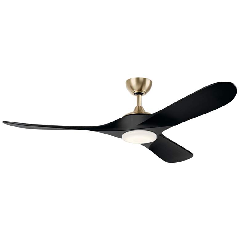 Image 1 Kichler 60 Inch Mylo Ceiling Fan Champagne Bronze Jet Black Wood Blades