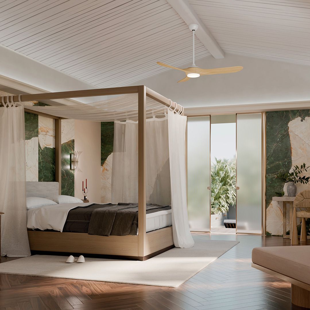 Image 3 Kichler 60 Inch Mylo Ceiling Fan Matte White with White Maple Wood Blades more views