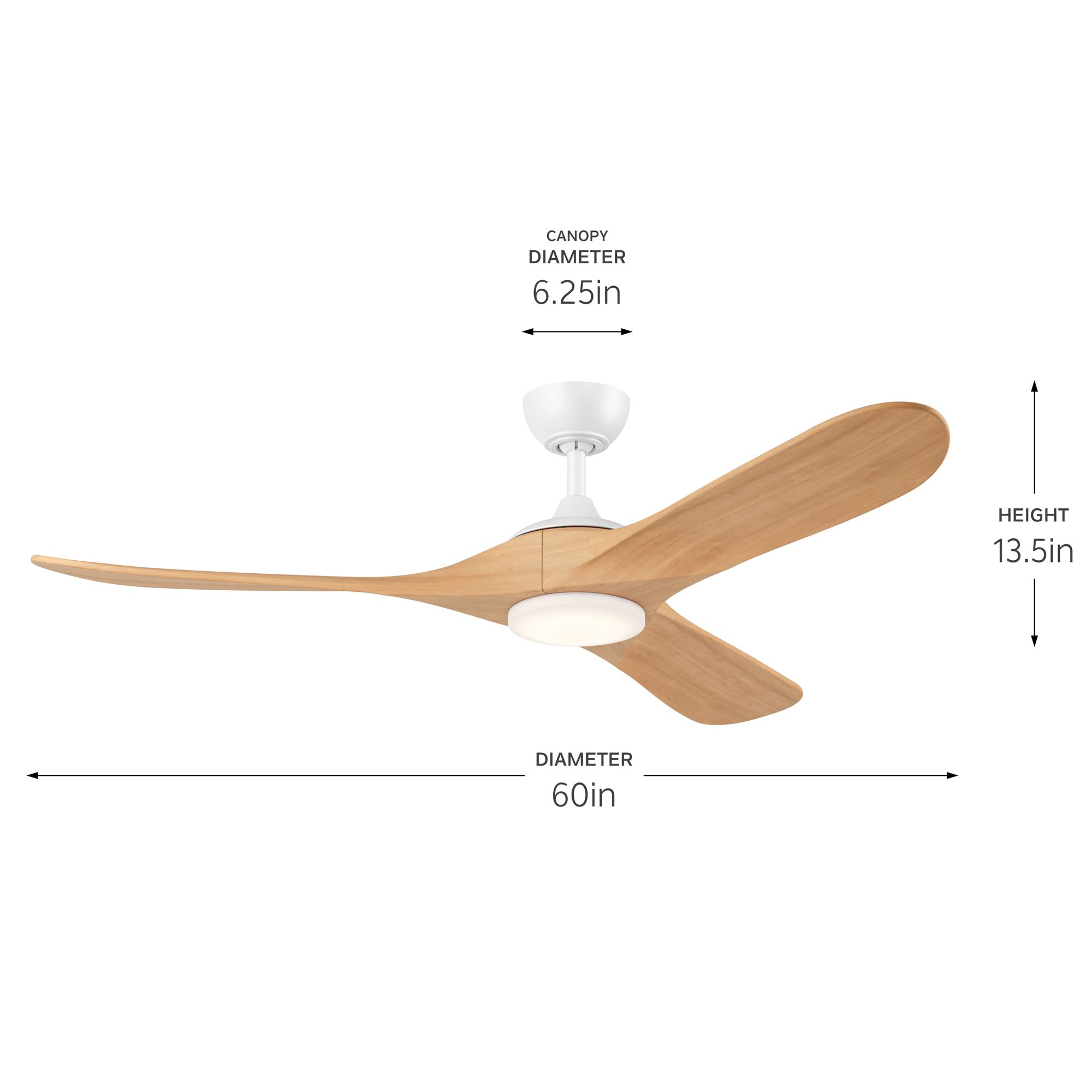 Kichler 60 Inch Mylo Ceiling Fan Matte White with White Maple Wood Blades