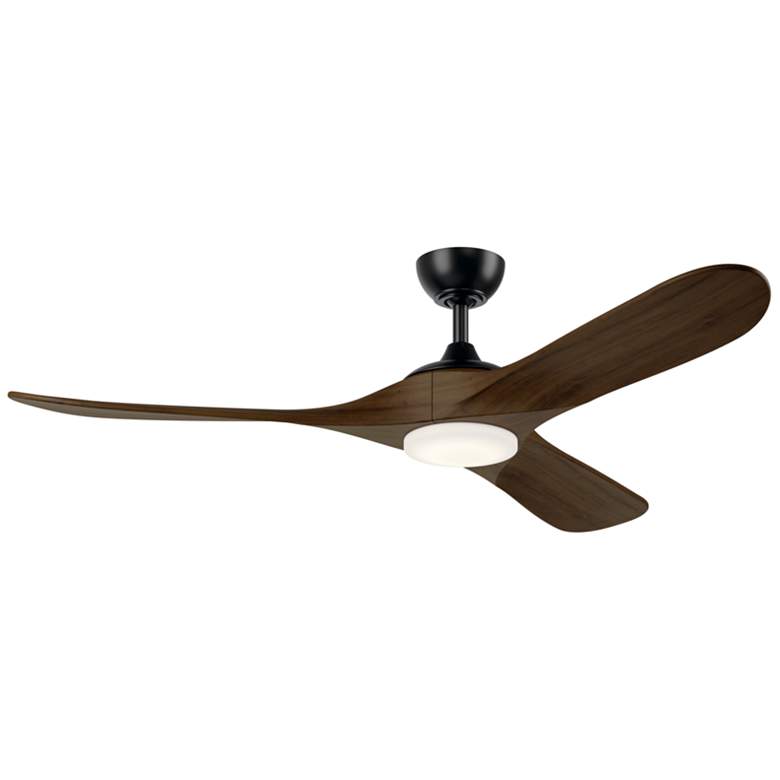 Image 1 Kichler 60 Inch Mylo Ceiling Fan Satin Black with Aged Walnut Wood Blades