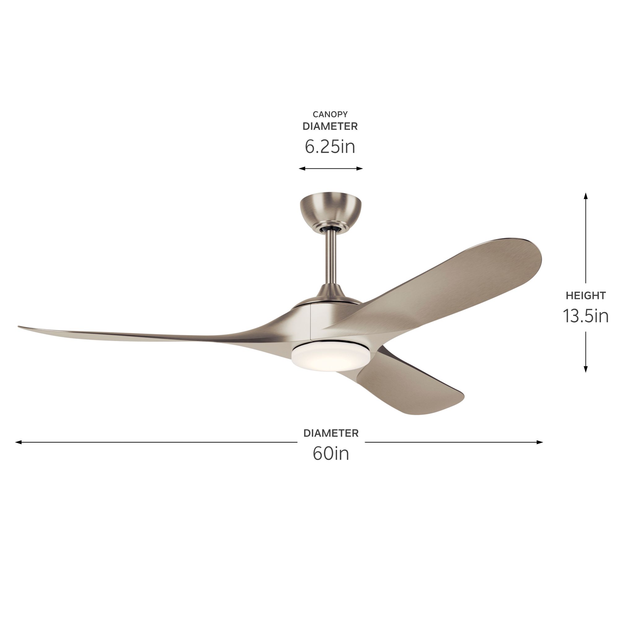 Kichler 60 Inch Mylo Weather+ Ceiling Fan Brushed Nickel