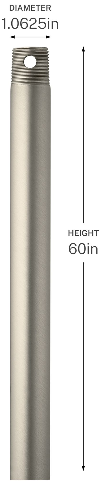 Image 2 Kichler 60" Single Threaded Ceiling Fan Downrod in Brushed Nickel more views