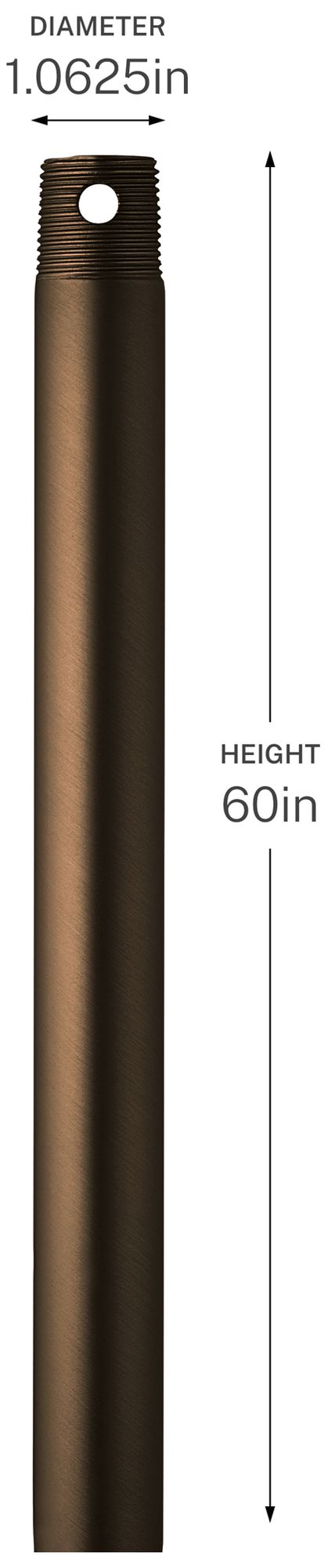 Image 5 Kichler 60" Single Threaded Ceiling Fan Downrod in Heritage Brushed Bronze more views