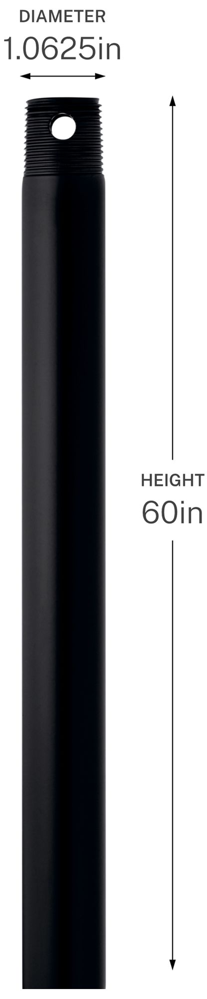 Image 2 Kichler 60" Single Threaded Ceiling Fan Downrod in Matte Black more views