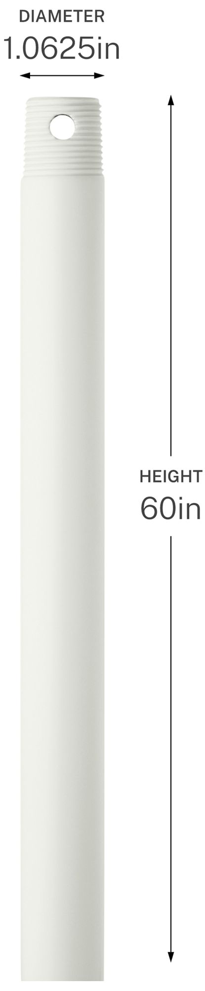 Image 2 Kichler 60" Single Threaded Ceiling Fan Downrod in Matte White more views