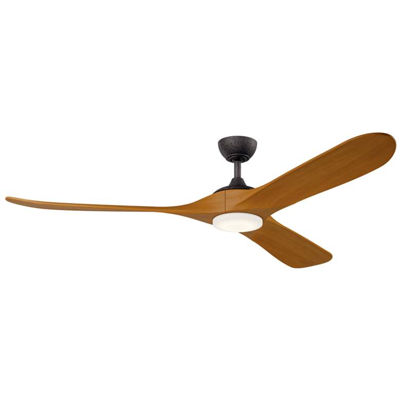 Image 1 Kichler 70 Inch Mylo Ceiling Fan Anvil Iron with Honey Maple Wood Blades