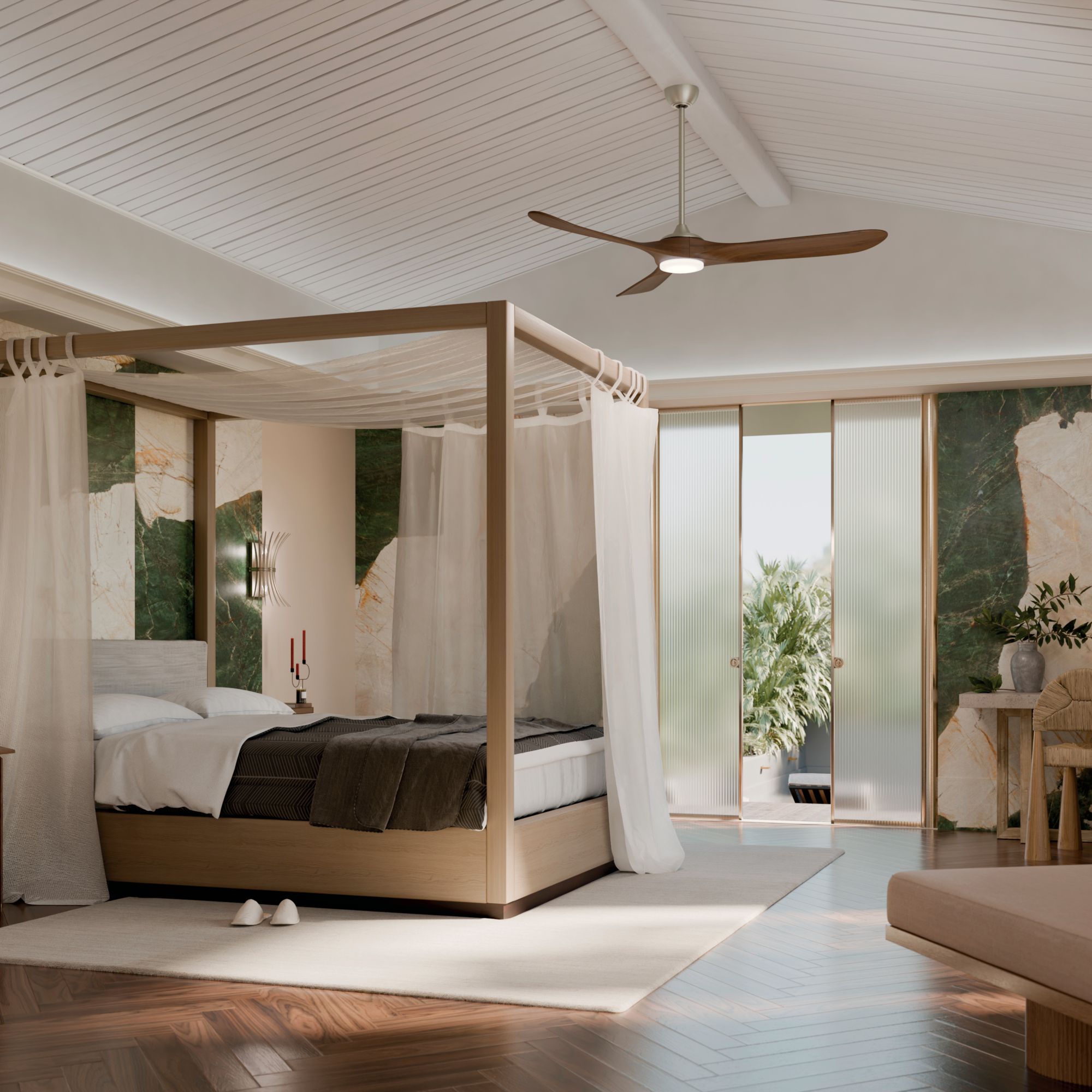 Image 3 Kichler 70 Inch Mylo Ceiling Fan Brushed Nickel Natural Walnut Wood Blades more views