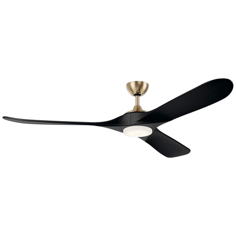 Image 1 Kichler 70 Inch Mylo Ceiling Fan Champagne Bronze Jet Black Wood Blades
