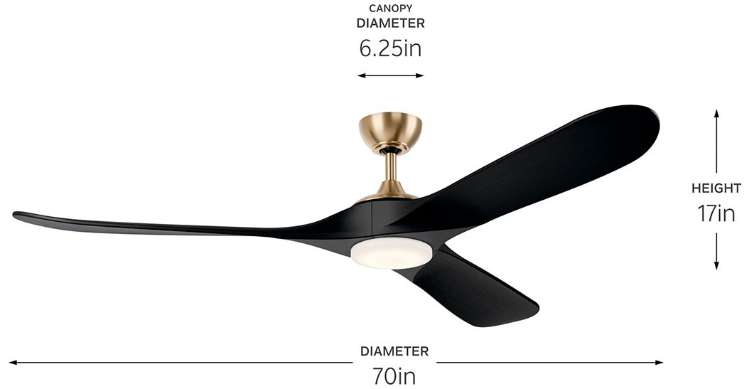 Image 7 Kichler 70 Inch Mylo Ceiling Fan Champagne Bronze Jet Black Wood Blades more views