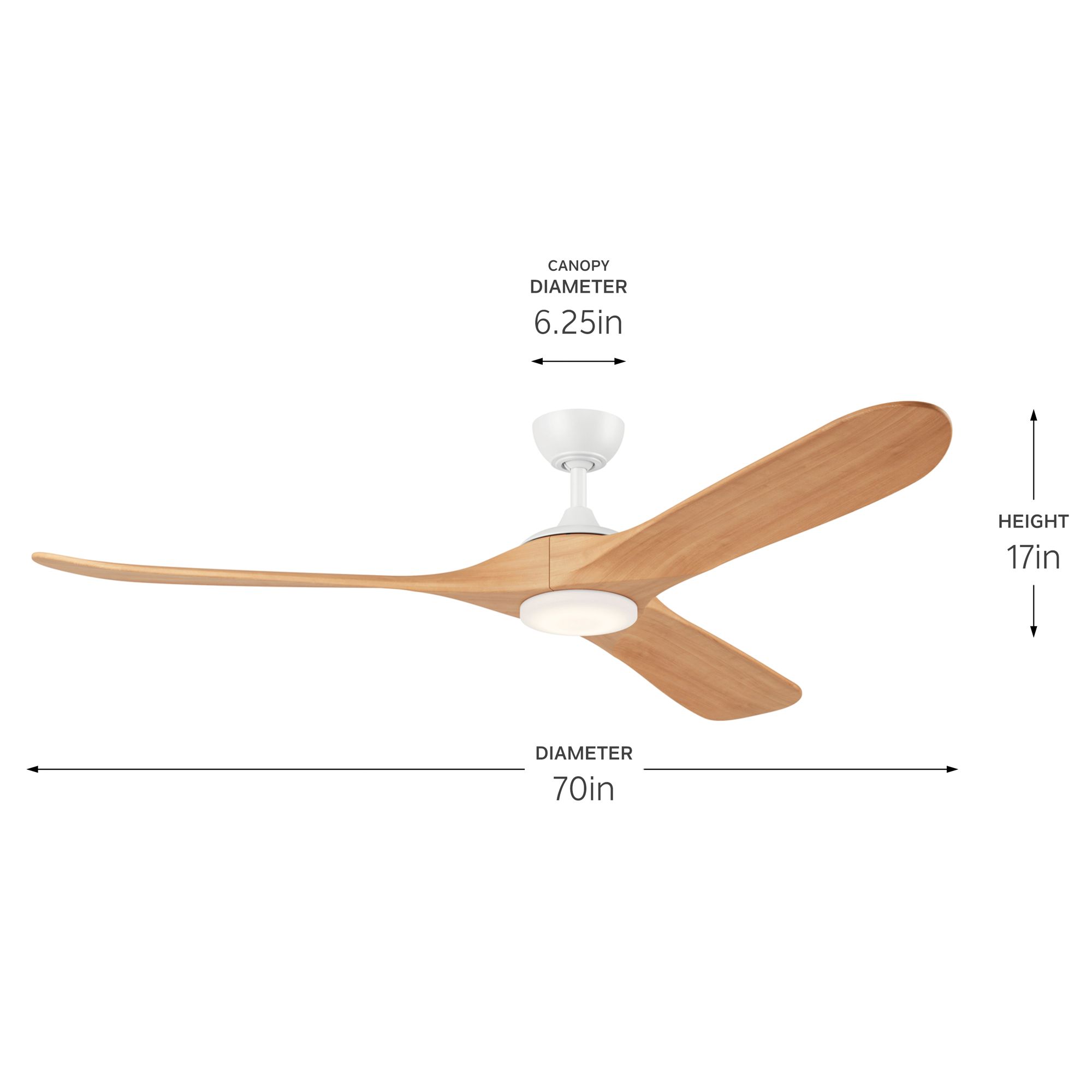 Kichler 70 Inch Mylo Ceiling Fan Matte White with White Maple Wood Blades