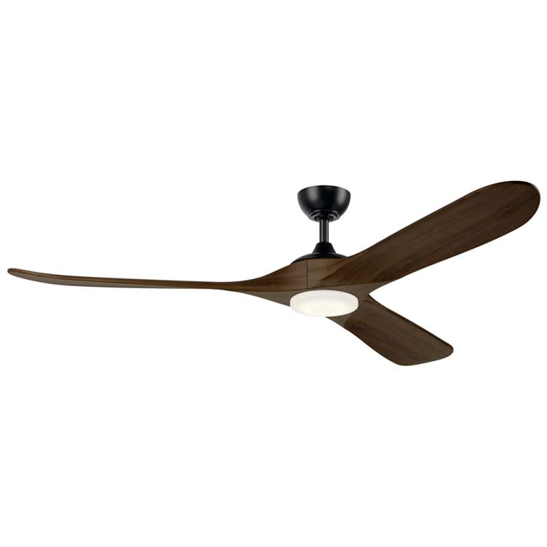Image 1 Kichler 70 Inch Mylo Ceiling Fan Satin Black with Aged Walnut Wood Blades