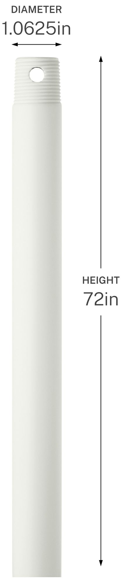 Image 2 Kichler 72" Single Threaded Ceiling Fan Downrod in Matte White more views