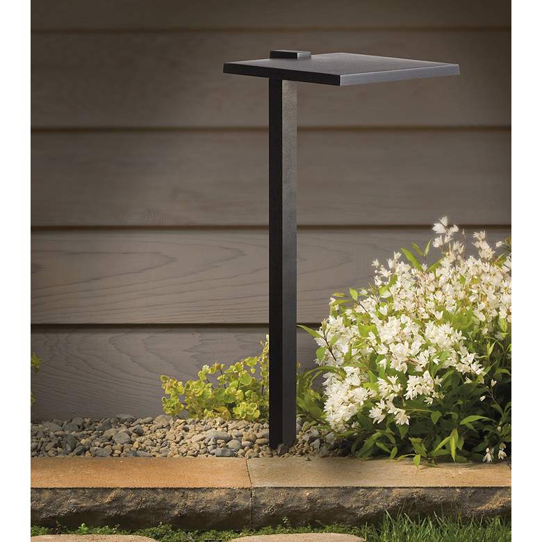 Image 1 Kichler 8" Wide 3000K LED Shallow Shade Black Path Light