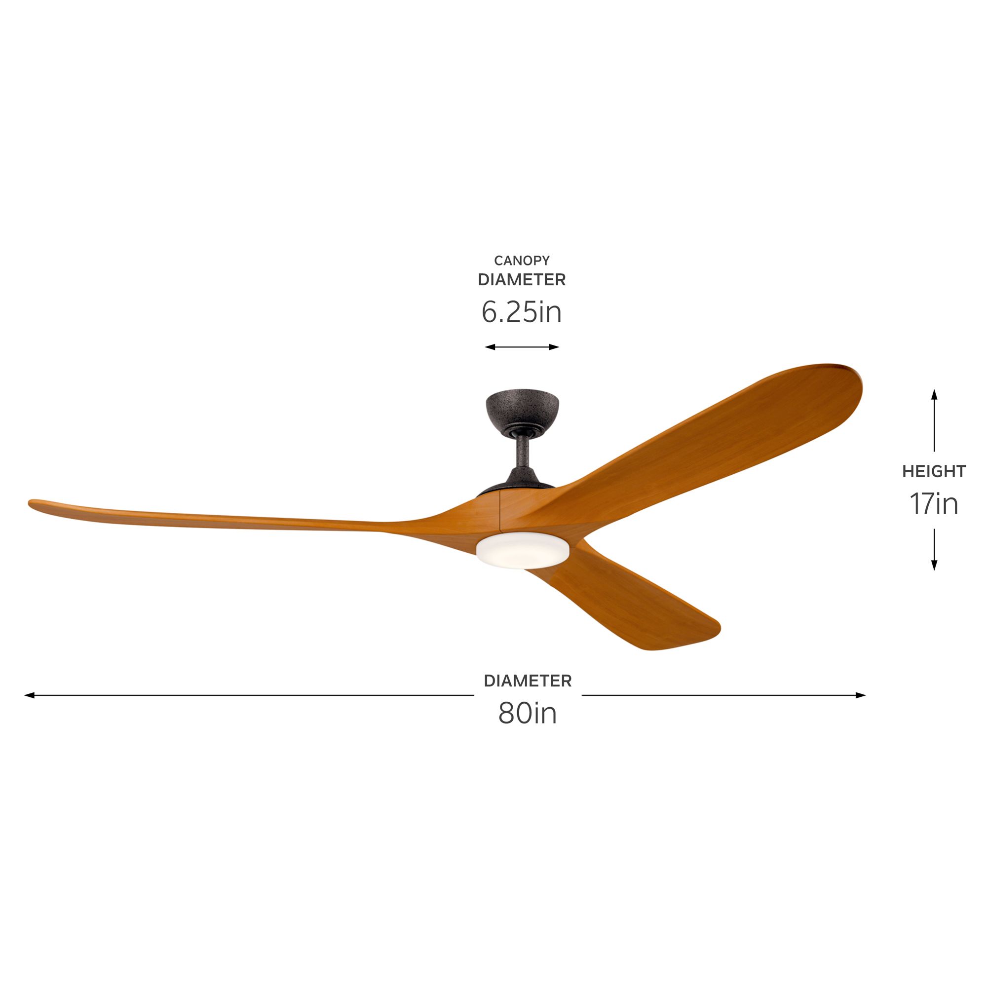 Image 6 Kichler 80 Inch Mylo Ceiling Fan Anvil Iron with Honey Maple Wood Blades more views