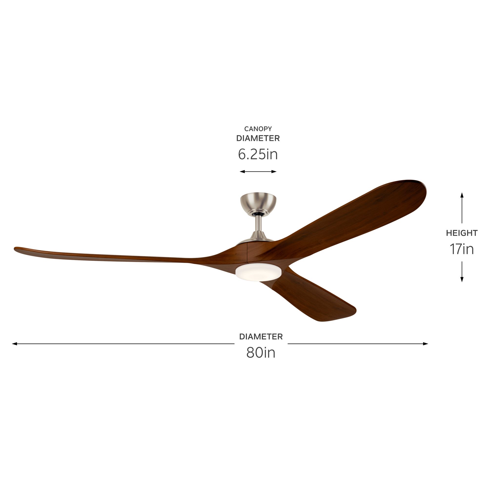Image 6 Kichler 80 Inch Mylo Ceiling Fan Brushed Nickel Aged Walnut Wood Blades more views