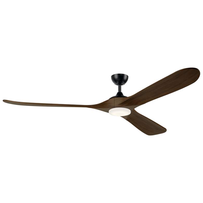 Image 1 Kichler 80 Inch Mylo Ceiling Fan Satin Black with Aged Walnut Wood Blades