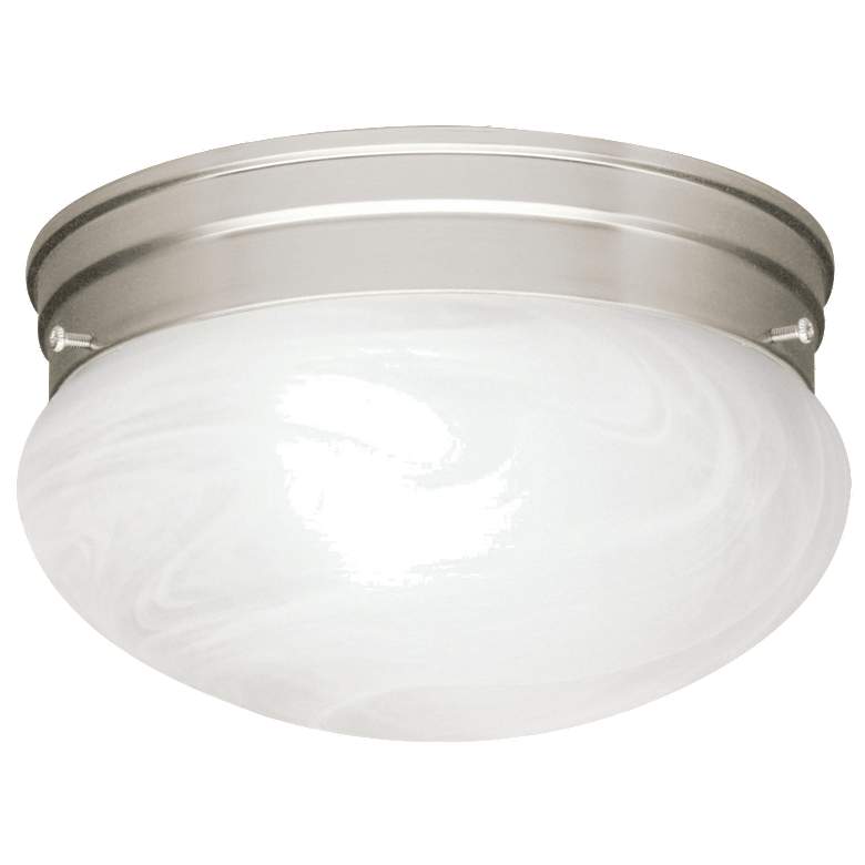 Image 1 Kichler 9 1/2 inch Wide Button Silver and White Flush Mount Ceiling Light