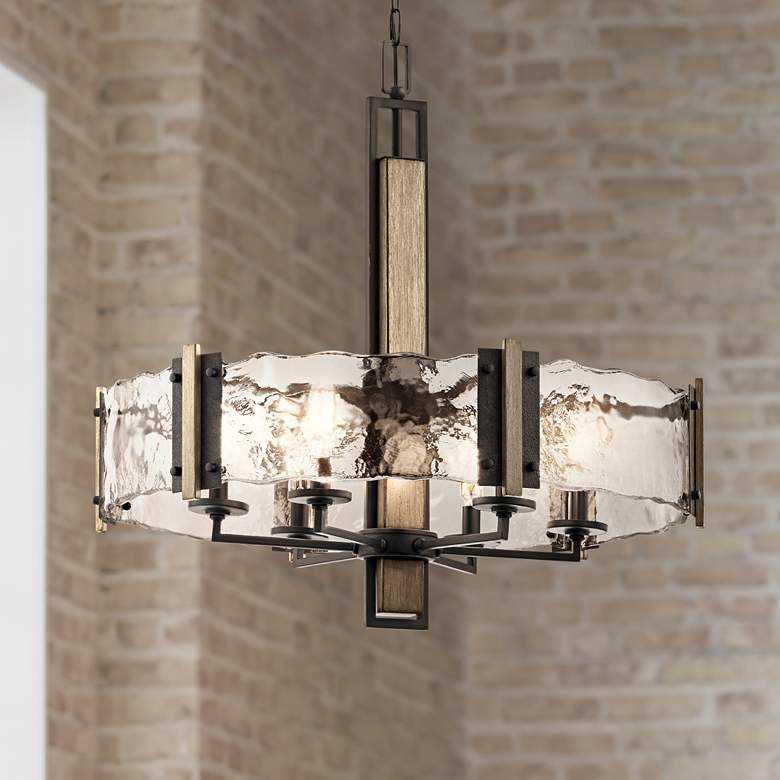 Image 1 Kichler Aberdeen 28 inch Wide 6-Light Olde Bronze Modern Rustic Pendant