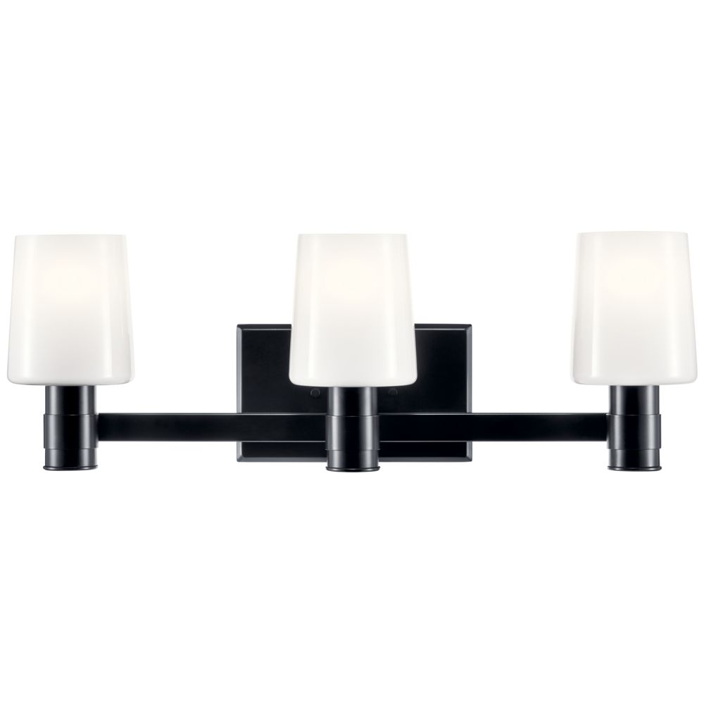 Image 5 Kichler Adani 24" Wide 3-Light Black with White Glass Vanity Light more views